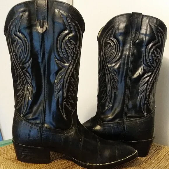 Black BRONCO Cowboy Boots Men's Size 11 EE - 1920 - Picture 16 of 16